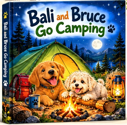 Pre-publication cover concept for Bali and Bruce Go Camping