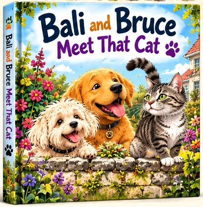 Pre-publication cover concept for Bali and Bruce Meet That Cat